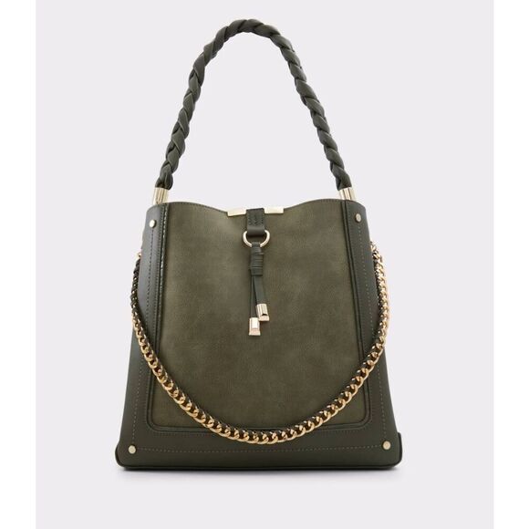 NWT~Gorgeous ALDO Nalaynaax Khaki Bucket Bag - Picture 4 of 8